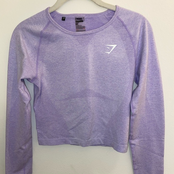 Gymshark Tops - Gymshark Seamless Long Sleeve Crop Top Lilac